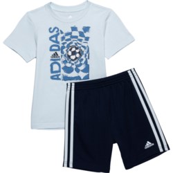 adidas Little Boys Graphic T-Shirt and Shorts Set - Short Sleeve in Light Blue