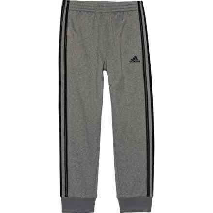 adidas Little Boys Heathered 3-Stripe Tricot Soccer Joggers in Char Grey