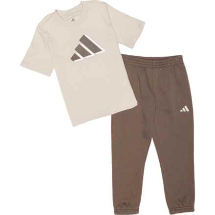 adidas Little Boys T-Shirt and Joggers Set - Short Sleeve in Natural
