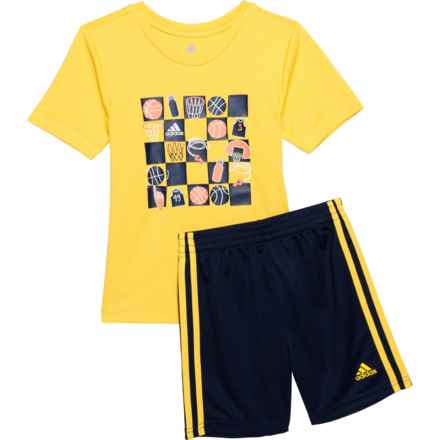 adidas Little Boys T-Shirt and Shorts Set - Short Sleeve in Gold