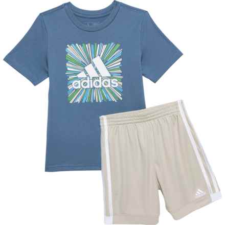 adidas Little Boys T-Shirt and Winner Shorts Set - Short Sleeve in Lt Navy