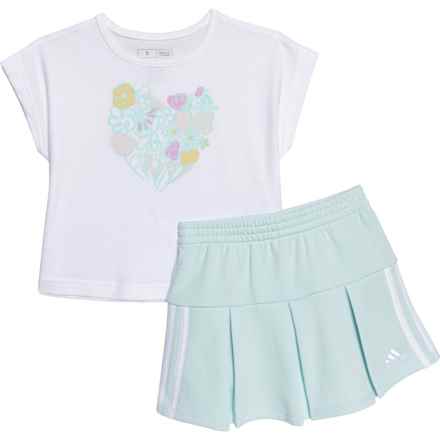 adidas Little Girls Boxy T-Shirt and Skort Set - Sleeveless in White