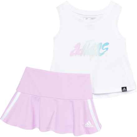 adidas Little Girls C Waist Tank Top and 3-Stripe Skort Set in White