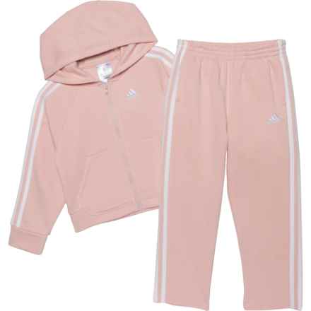 adidas Little Girls Fleece Hoodie and Pants Set - Full Zip in Lt Pink