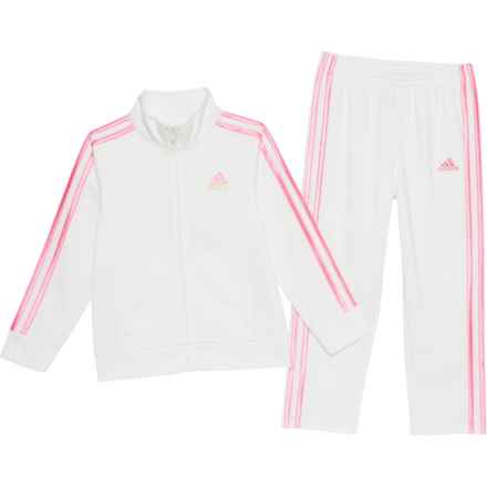 adidas Little Girls Graphic Tricot Jacket and Pants Track Suit Set in Off Wht