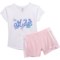 adidas Little Girls GRX T-Shirt and 3-Stripe Shorts - Short Sleeve in White