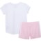 56PKY_2 adidas Little Girls Logo T-Shirt and 3-Stripe Shorts Set - Short Sleeve