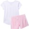 95VRW_2 adidas Little Girls Logo T-Shirt and 3-Stripe Shorts Set - Short Sleeve