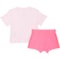 9HPJD_2 adidas Little Girls Logo T-Shirt and Shorts Set - Short Sleeve