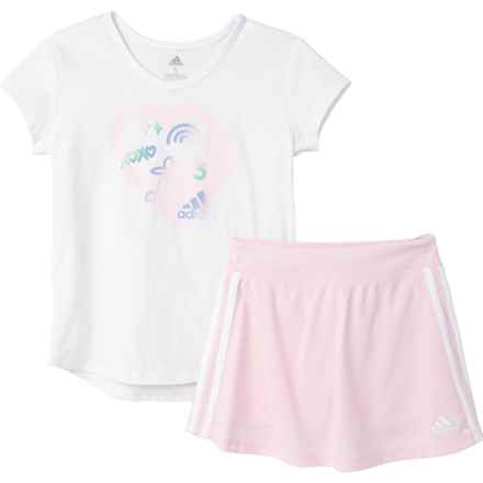 adidas Little Girls Logo T-Shirt and Skort Set - Short Sleeve in White