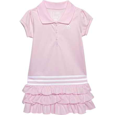 adidas Little Girls Pique Golf Polo Dress - Short Sleeve in Med Pink