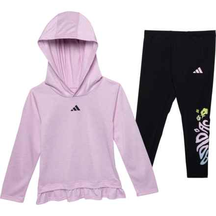 adidas Little Girls Ruffle Hoodie and GFX Tights Set in Light Purple