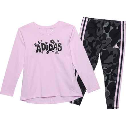 adidas Little Girls Swing T-Shirt and Tights Set - Long Sleeve in Light Purple