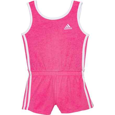 adidas Little Girls Terry Cloth Romper - Sleeveless in Dark Pink