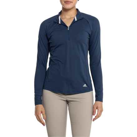 adidas Mesh Golf Shirt - UPF 50, Zip Neck, Long Sleeve in Crew Navy