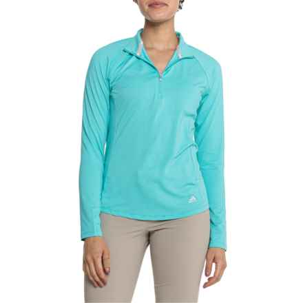 adidas Mesh Golf Shirt - UPF 50, Zip Neck, Long Sleeve in Semi Mint