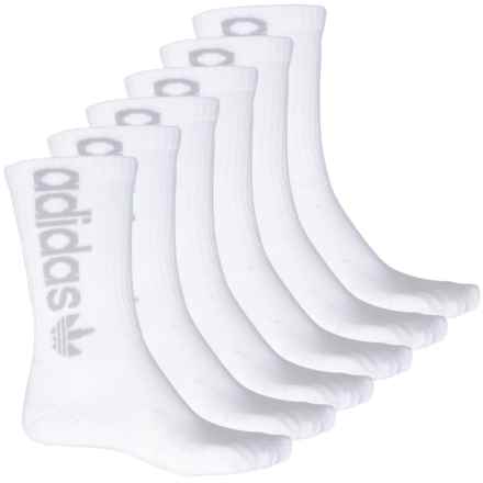 adidas Original Forum Socks - 6-Pack, Crew (For Men and Women) in White/Clear Onix Grey