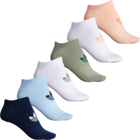 adidas Original No-Show Socks - 6-Pack, Ankle (For Women) in Glow Pink/Night Indigo/Clear Sky Blue