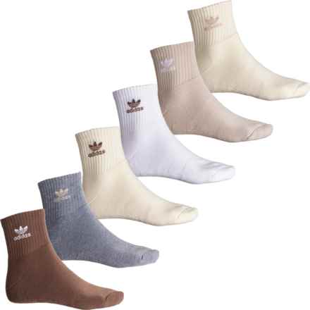 adidas Originals Trefoil Socks - 6-Pack, Quarter Crew (For Men and Women) in Tan