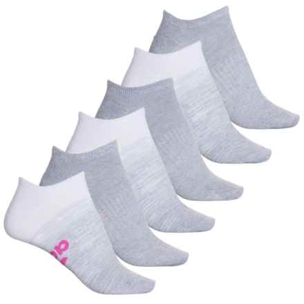 adidas Sport No-Show Socks - 6-Pack, Below the Ankle (For Women) in White/Clear Onix Grey/Lucid Fuchsia Pink