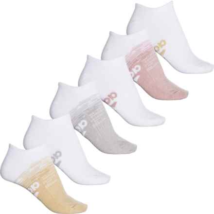 adidas Superlite Badge of Sport 2 No-Show Socks - 6-Pack, Below the Ankle (For Women) in White/Rose Gold/Silver Metallic