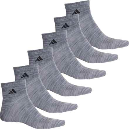 adidas Superlite Cush Socks - 6-Pack, Quarter Crew (For Men) in Onix Grey/Light Onix Grey/Black