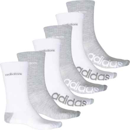 adidas Superlite Linear Socks - 6-Pack, Crew (For Men and Women) in Heather Grey/White