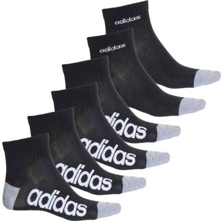 adidas Superlite Linear Socks - 6-Pack, Quarter Crew (For Men and Women) in Black/White/Grey