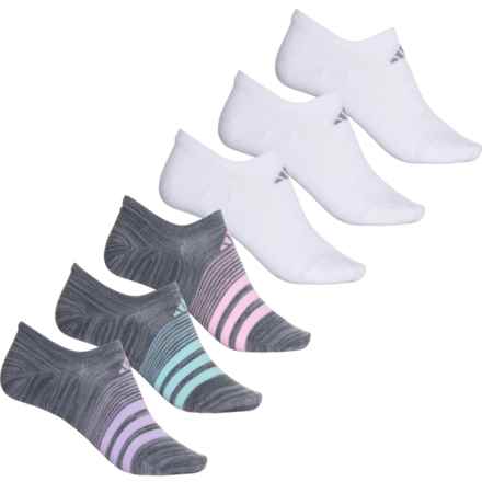 adidas Superlite No-Show Socks - 6-Pack, Below the Ankle (For Women) in Onix Grey/Light Onix Grey/White
