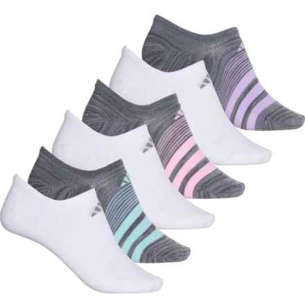 adidas Superlite No-Show Socks - 6-Pack, Below the Ankle (For Women) in Onix Grey/Light Onix Grey/White