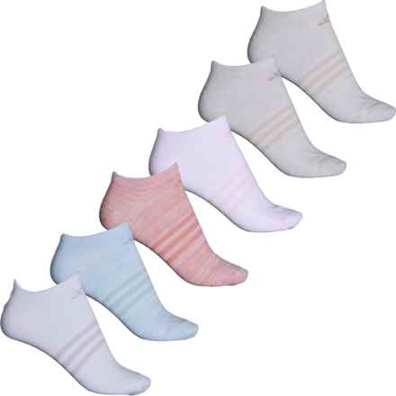 adidas Superlite No-Show Socks - 6-Pack, Below the Ankle (For Women) in Wonder Beige/Wonder Silver/Wonder Clay