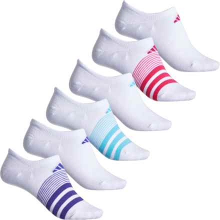 adidas Superlite Super No-Show Sport Liner Socks - 6-Pack, Below the Ankle (For Women) in White/Blue/Pink
