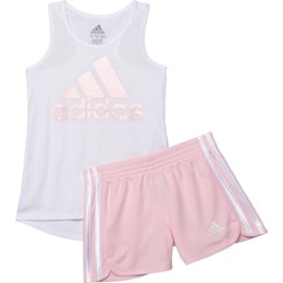adidas Toddler Girls Tank Top and Shorts Set (White/Light Pink)