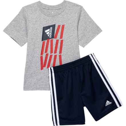 adidas Toddler Boys Graphic T-Shirt and Bike Shorts Set - Short Sleeve in Grey Heather