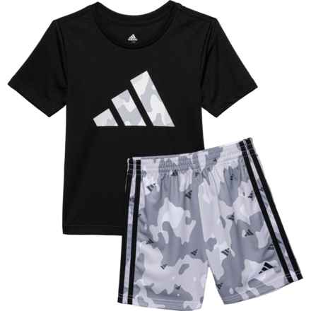 adidas Toddler Boys Polyester T-Shirt and Camo Shorts - Short Sleeve in Black
