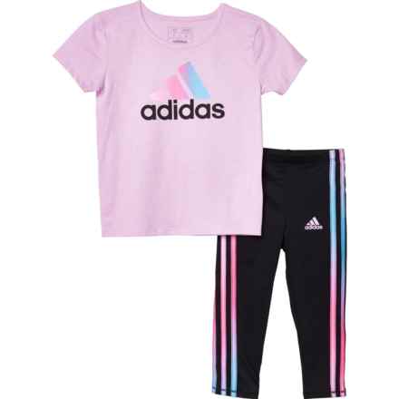 adidas Toddler Girls C Graphic Shirt and Leggings Set - Short Sleeve in Lt Purp Ht