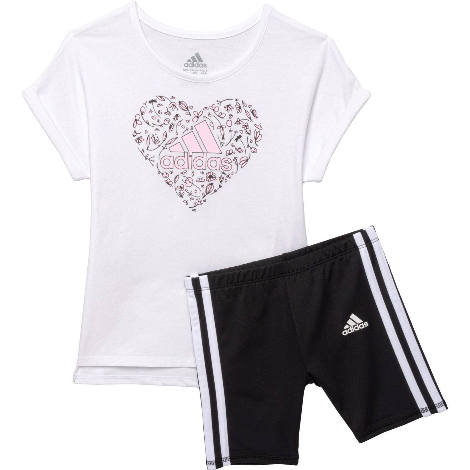 Adidas Toddler Girls Graphic T-Shirt and Bike Shorts Set - Short Sleeve