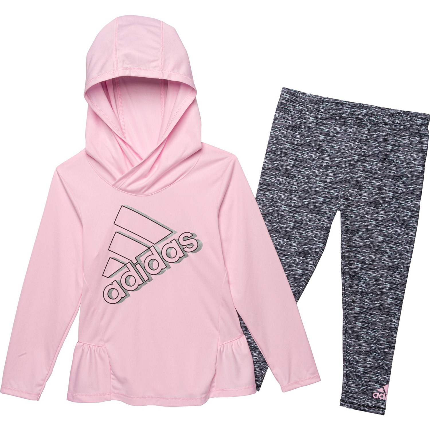 Adidas Toddler Girls Hooded Shirt and AOP Tights Set - Long Sleeve