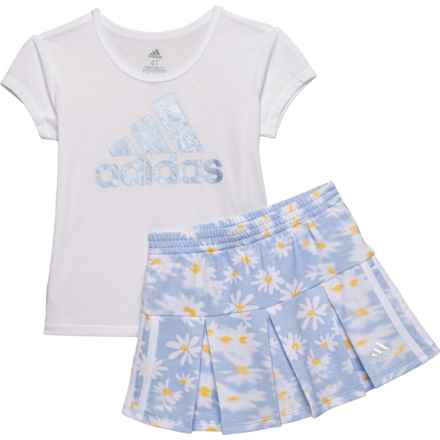 adidas Toddler Girls T-Shirt and AOP Skort Set - Short Sleeve in White