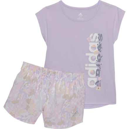 adidas Toddler Girls T-Shirt and Woven Shorts Set - Short Sleeve in Light Purple