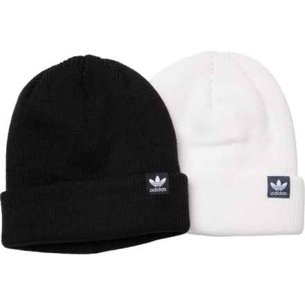 adidas Trefoil Beanie - 2-Pack in White/Onix Grey Black
