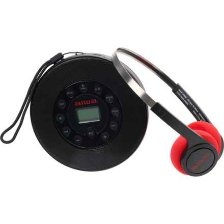 Aiwa Flashback Retro CD Player and Wireless Headphones in Black