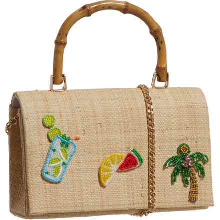 Alessia Bianchi Beach Satchel Bag with Bamboo Handle in Natural