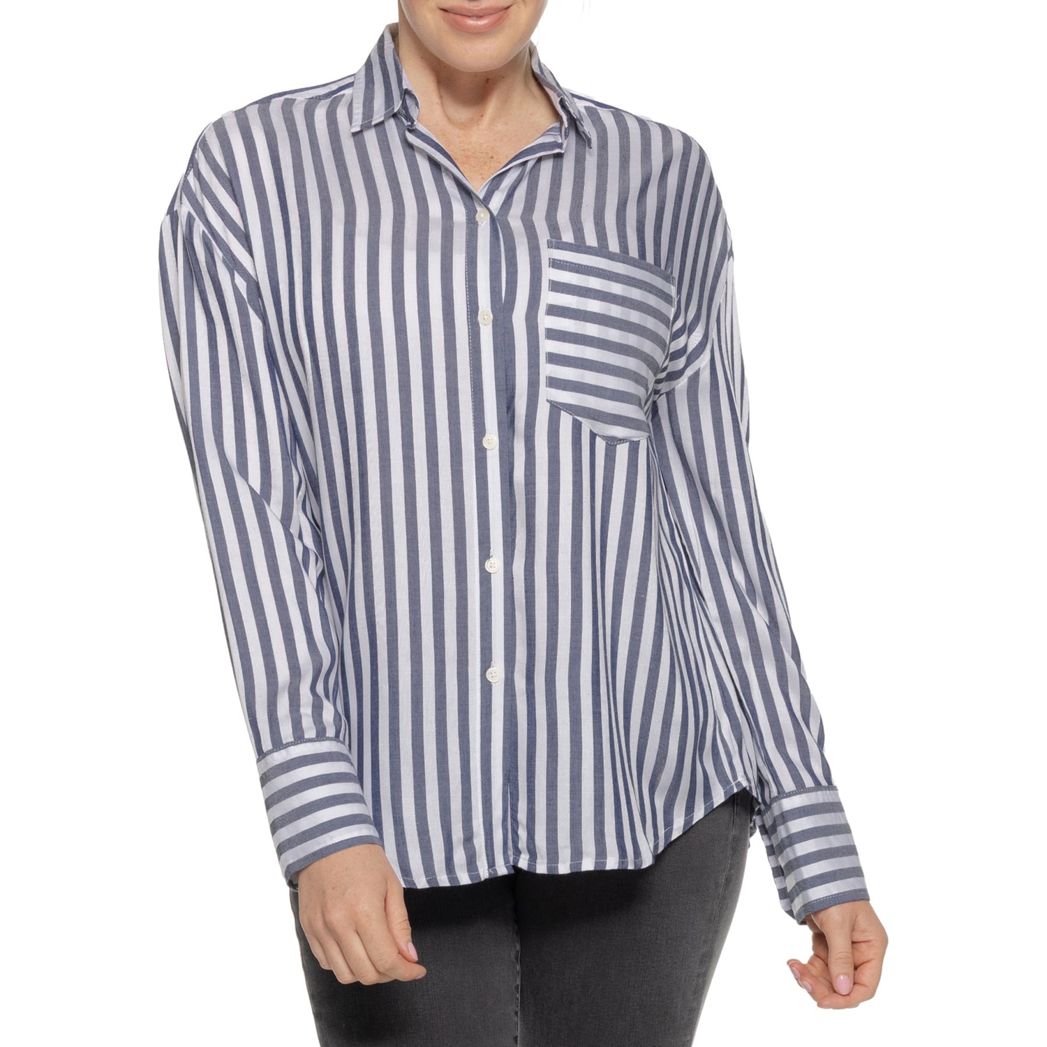 Alex and Jordan Stripe Button Down Shirt - Long Sleeve - Save 34%