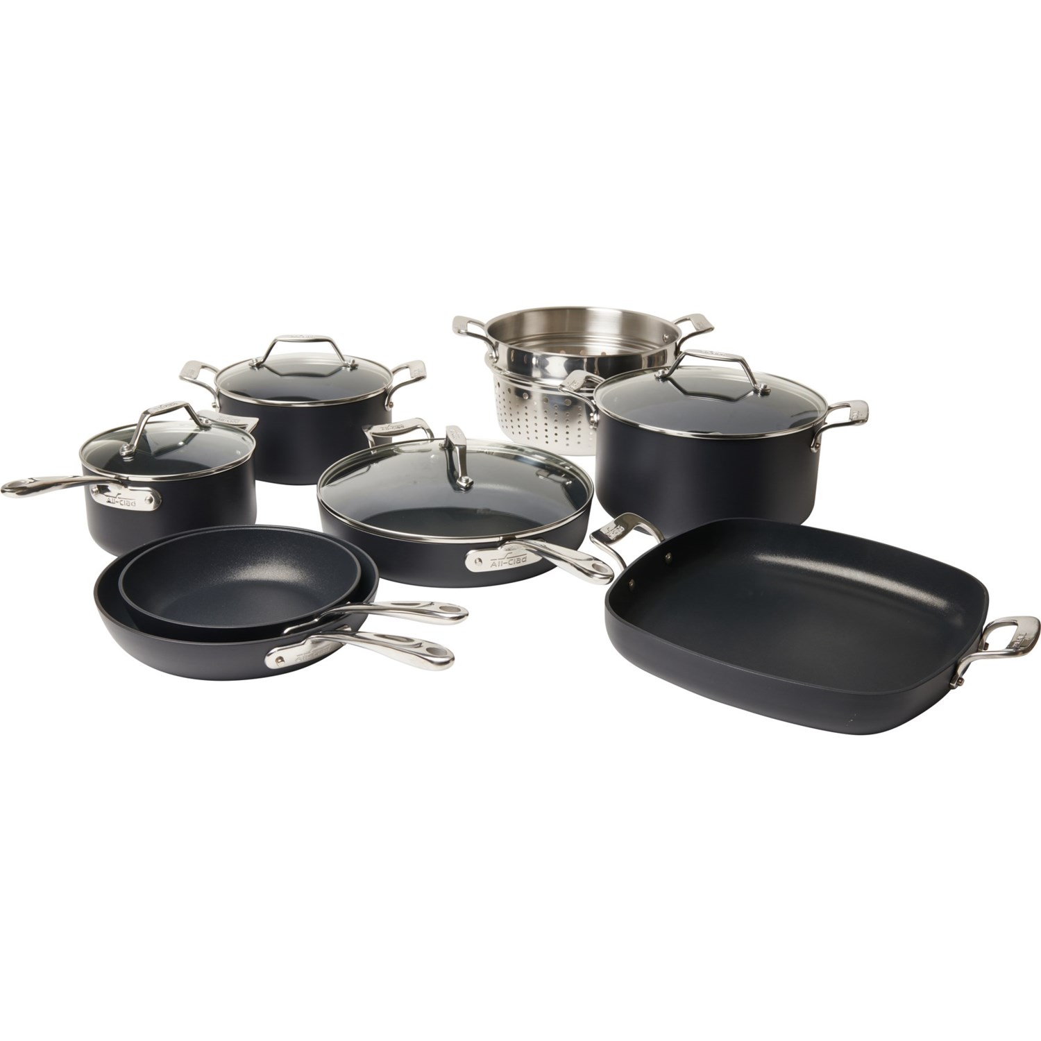 All-Clad Essentials Nonstick Cookware set, 10-Piece, Grey