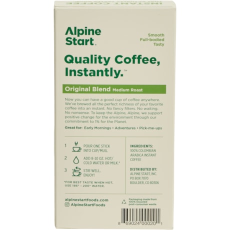 Alpine Start Original Blend Instant Coffee - 8-Count - Save 30%