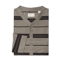 American Essentials Silk-Cotton Nightshirt - Long Sleeve (For Men) in Black/Olive - Closeouts