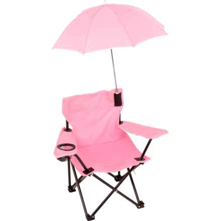 American Kids Solid Camp Chair with Umbrella (For Boys and Girls) in Pink