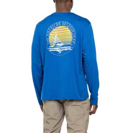 American Outdoorsman Boat Circle Sun Crew Neck Shirt - UPF 50, Long Sleeve in Classic Blue