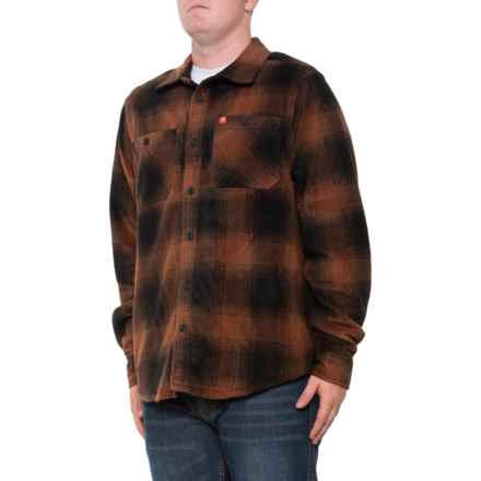 American Outdoorsman Printed Unlined Polar Fleece Shirt Jacket in Brownstone